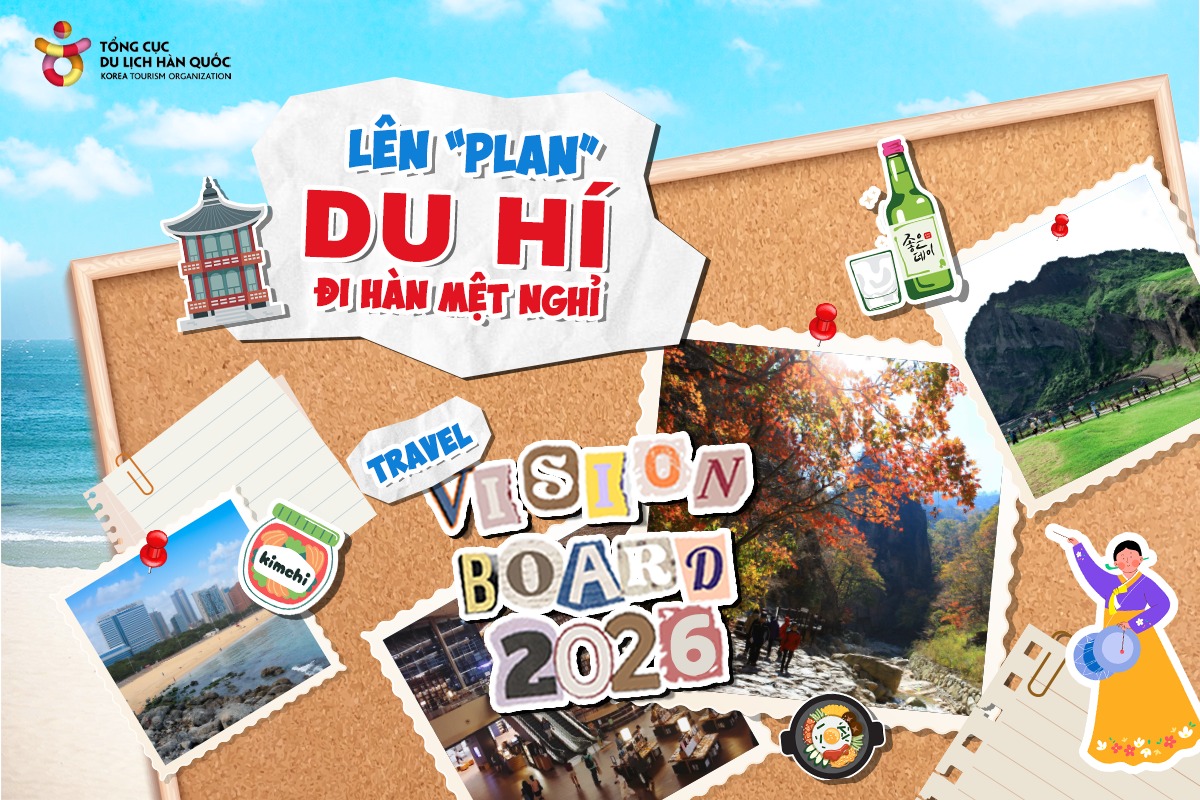Travel Vision Board 2026 - Lên “plan" du hí, đi Hàn mệt nghỉ ✈️